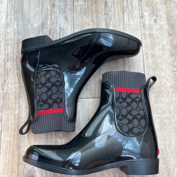 COACH Chelsea Rain Boot Women's 6 Black - Picture 3 of 9